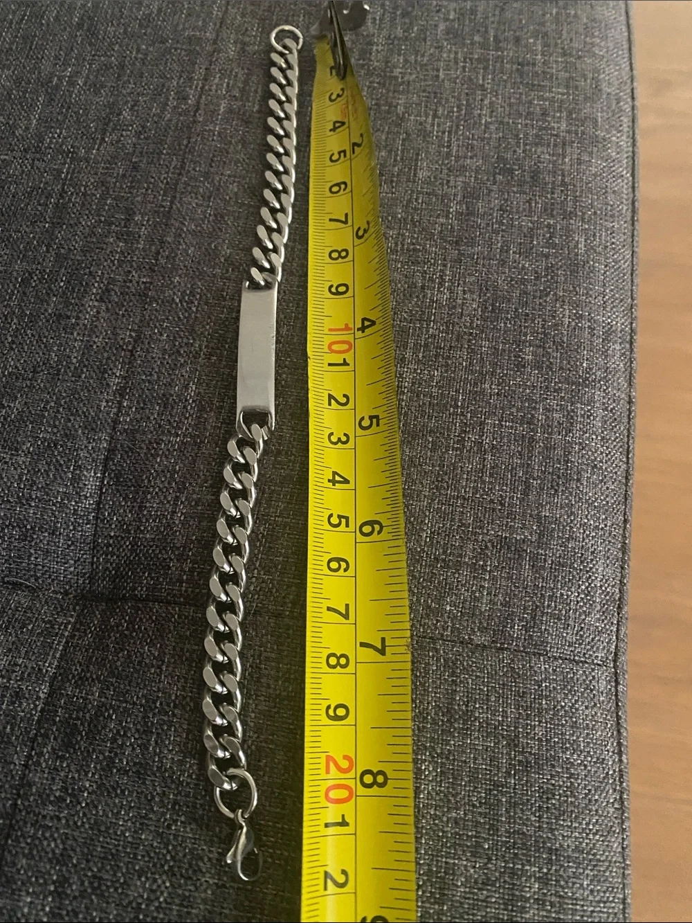 Men's Silver Stainless Steel Cuban Link ID Bracelet
